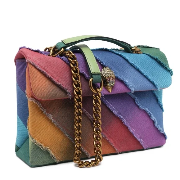 Kurt Geiger London Large Rainbow Denim Kensington Bag - Picture 2 of 7